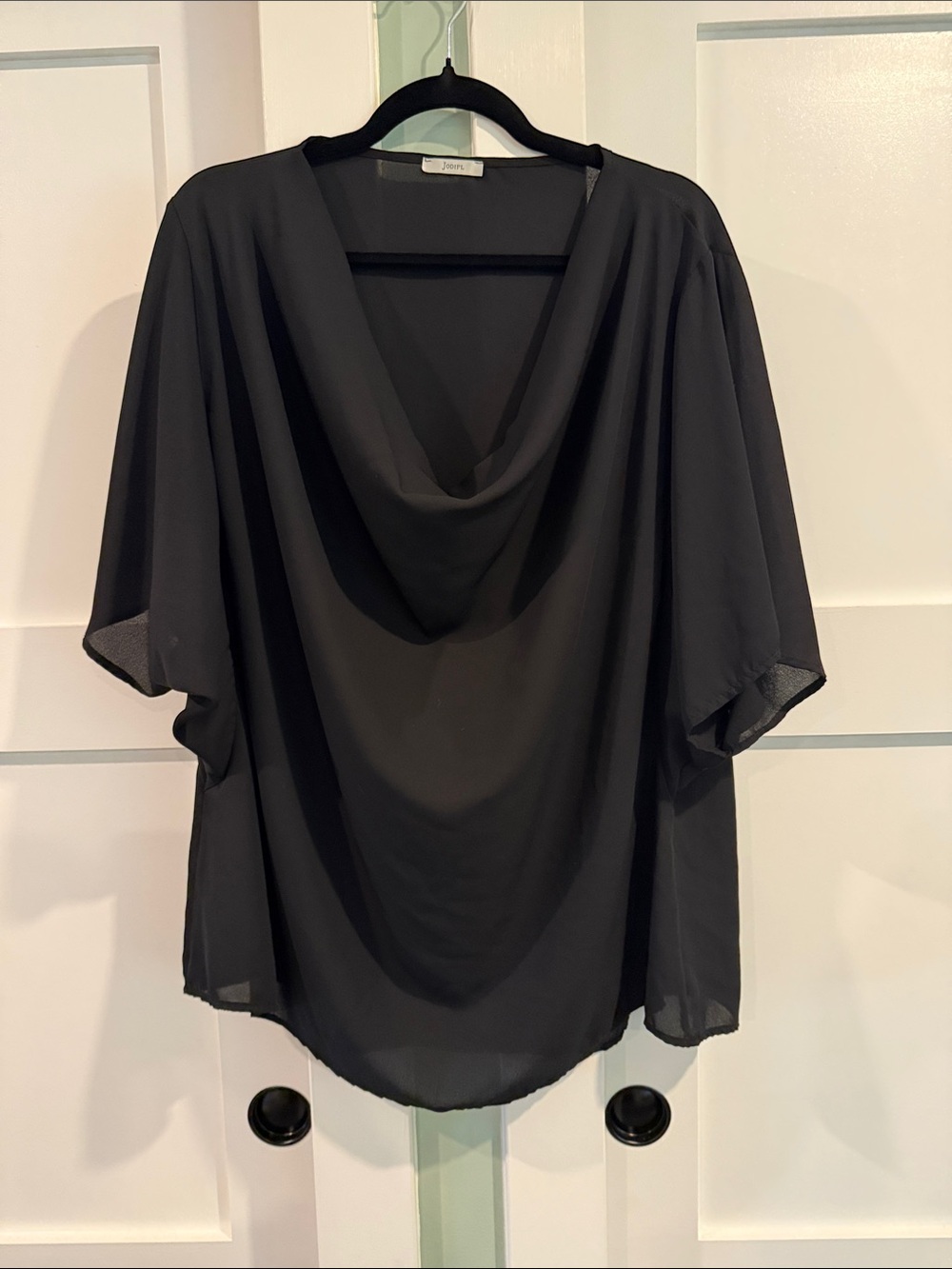 JODIFL Black Draped Cowl Neck Blouse